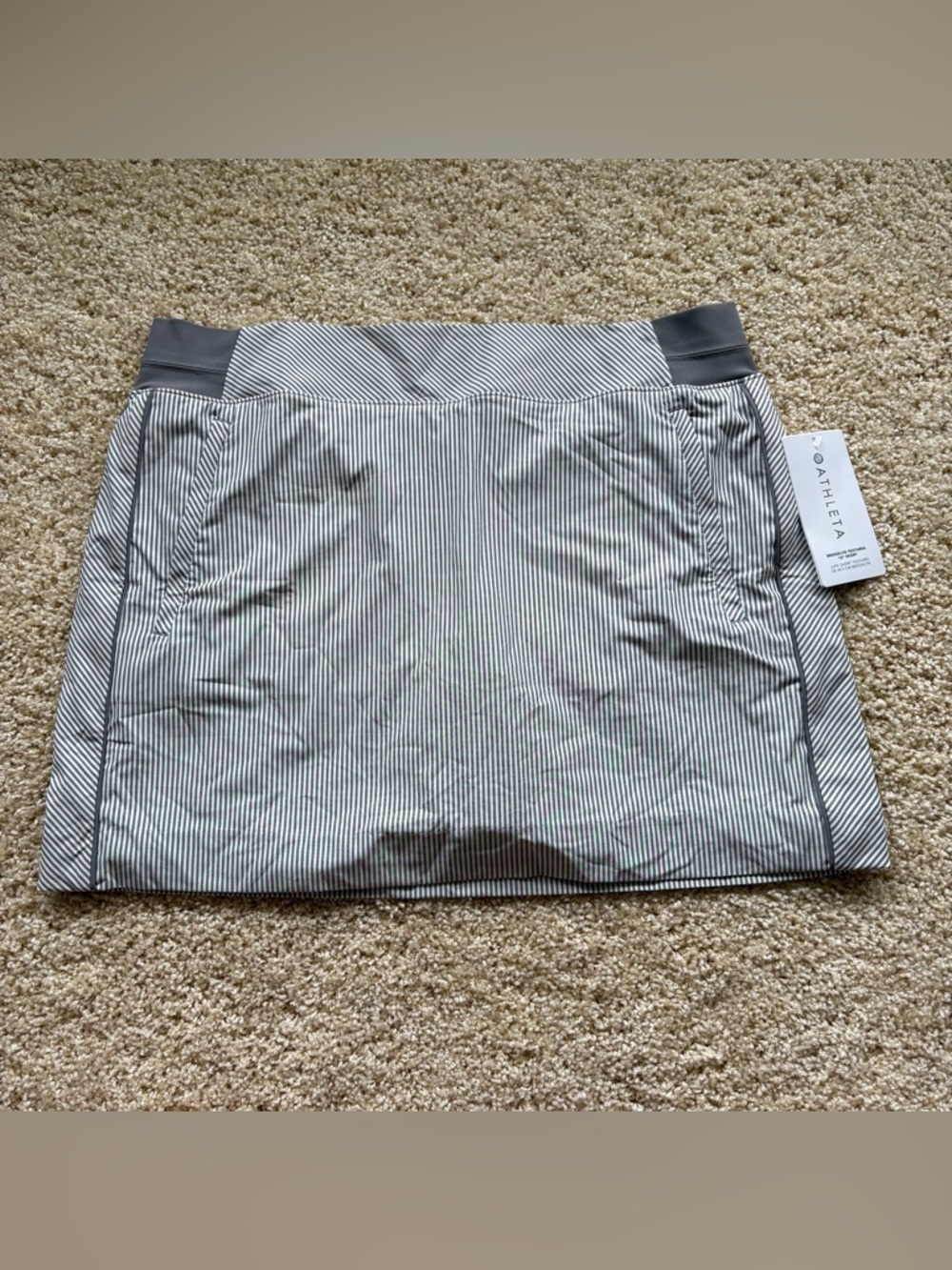 Athleta Brooklyn Textured Skort 16” Gray Stripe Athletic Skirt Shorts‎ Size 16
